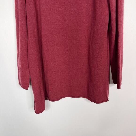 Reset Womens Wool Cashmere Removable Cowl Neck Tunic Sweater Mauve Pink Red - Picture 4 of 11